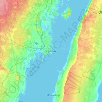 Topografische kaart Kalmar, hoogte, reliëf