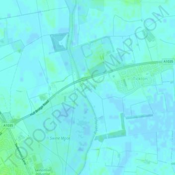 Topografische kaart Hull Bridge, hoogte, reliëf