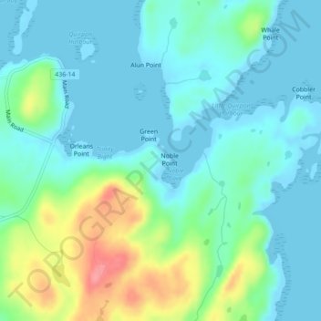Topografische kaart Quirpon, hoogte, reliëf