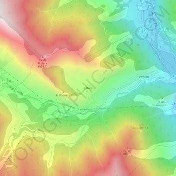 Topografische kaart Estaís, hoogte, reliëf