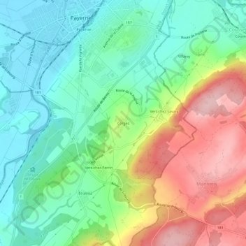 Topografische kaart Corges, hoogte, reliëf