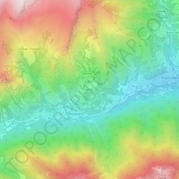 Topografische kaart Ussolo, hoogte, reliëf