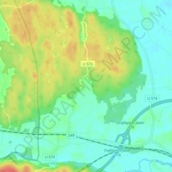 Topografische kaart Dal, hoogte, reliëf