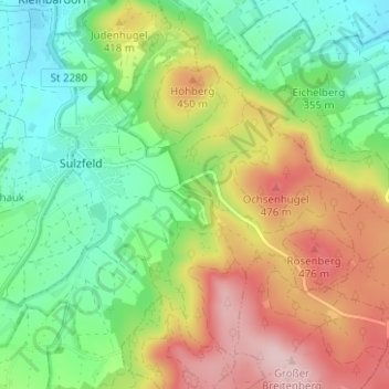 Topografische kaart Feriendorf, hoogte, reliëf