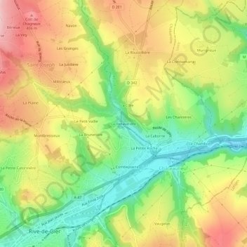 Topografische kaart La Renavelière, hoogte, reliëf