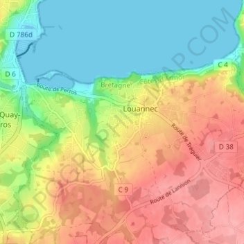 Topografische kaart Penker, hoogte, reliëf