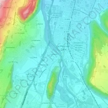 Topografische kaart La Ridelet, hoogte, reliëf