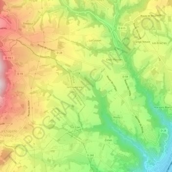 Topografische kaart Les Cabanes, hoogte, reliëf