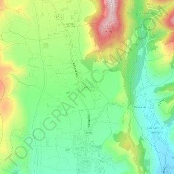 Topografische kaart Cellore, hoogte, reliëf