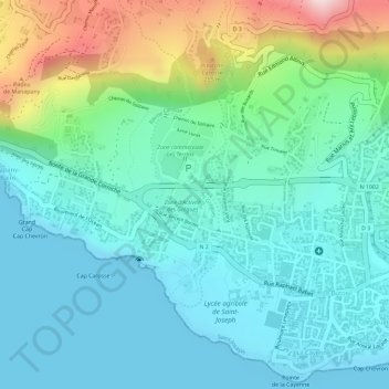 Topografische kaart Les Grègues, hoogte, reliëf