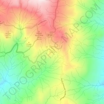 Topografische kaart Triana, hoogte, reliëf