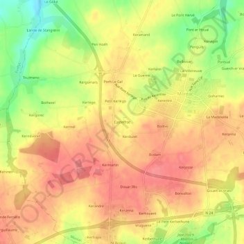 Topografische kaart Castelfrac, hoogte, reliëf