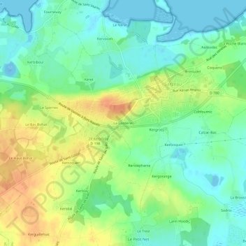 Topografische kaart La Corderie, hoogte, reliëf