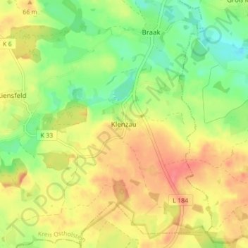 Topografische kaart Klenzau, hoogte, reliëf