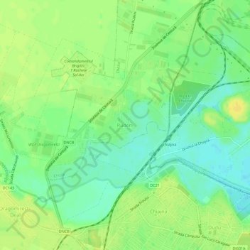 Topografische kaart Rudeni, hoogte, reliëf