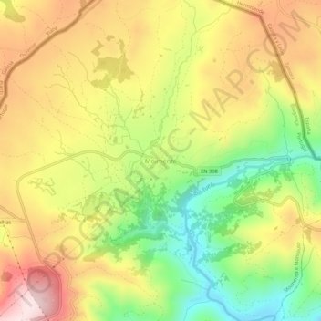 Topografische kaart Moimenta, hoogte, reliëf