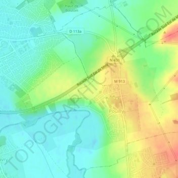 Topografische kaart Sur les Vignes, hoogte, reliëf