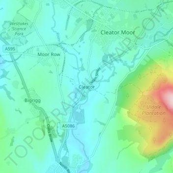 Topografische kaart Cleator, hoogte, reliëf