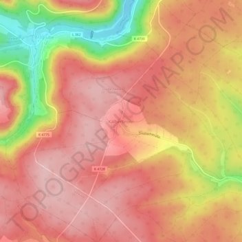 Topografische kaart Kälberbronn, hoogte, reliëf