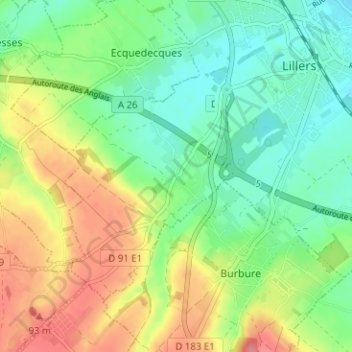 Topografische kaart Hurionville, hoogte, reliëf