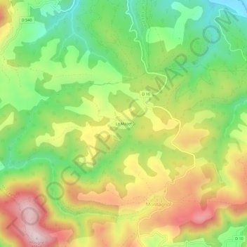 Topografische kaart Le Mazet, hoogte, reliëf