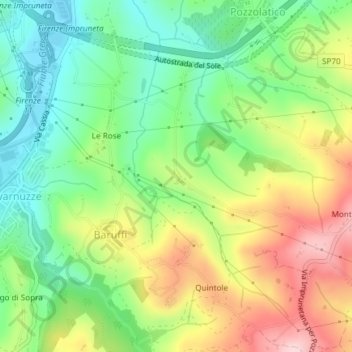 Topografische kaart Riboia, hoogte, reliëf