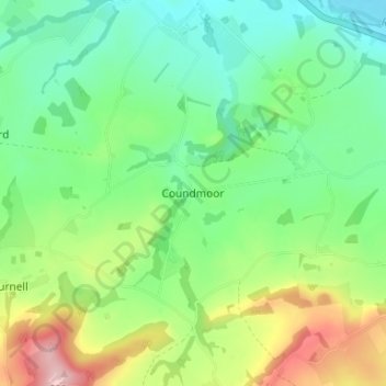 Topografische kaart Coundmoor, hoogte, reliëf