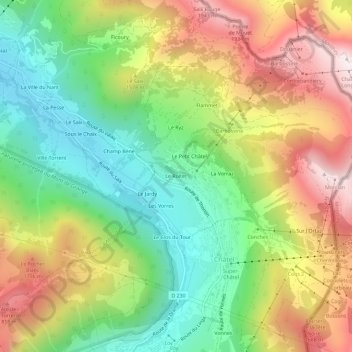 Topografische kaart Le Roitet, hoogte, reliëf