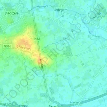 Topografische kaart Kezelberg, hoogte, reliëf