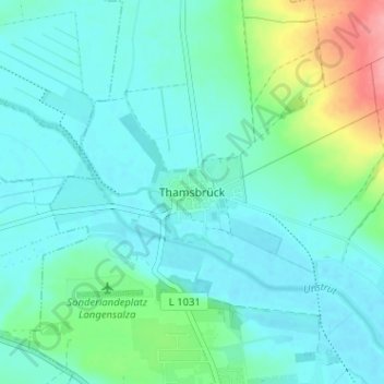 Topografische kaart Thamsbrück, hoogte, reliëf
