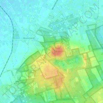 Topografische kaart Middelpunt van Nederland, hoogte, reliëf