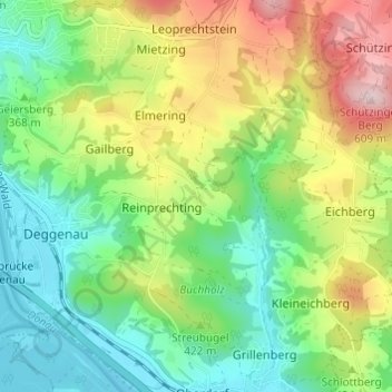 Topografische kaart Scheidham, hoogte, reliëf