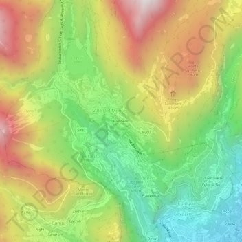 Topografische kaart Pastoedo, hoogte, reliëf