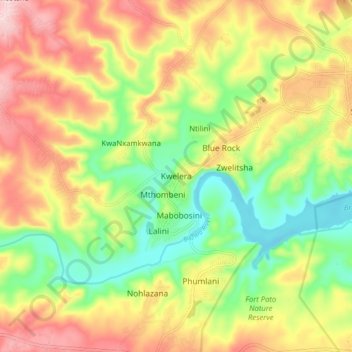 Topografische kaart Kwelera, hoogte, reliëf