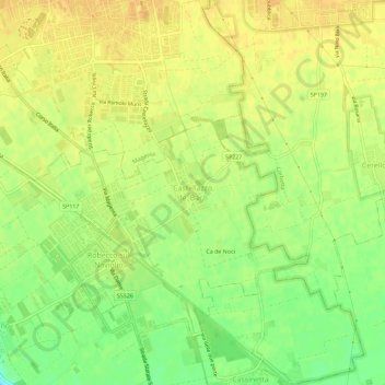 Topografische kaart Castellazzo de' Barzi, hoogte, reliëf