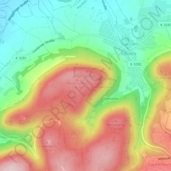 Topografische kaart Scheuerhau, hoogte, reliëf