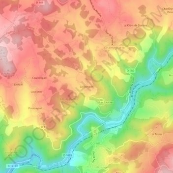Topografische kaart La Ramade, hoogte, reliëf