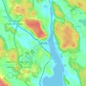 Topografische kaart Gamleby, hoogte, reliëf