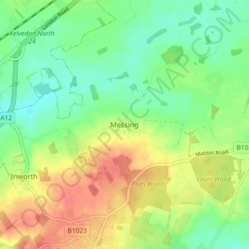 Topografische kaart Messing, hoogte, reliëf