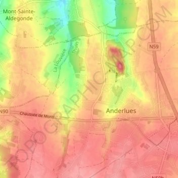 Topografische kaart Les Trieux, hoogte, reliëf