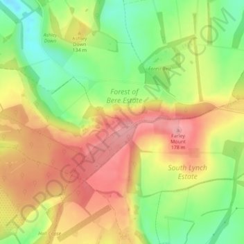 Topografische kaart Withering Corner, hoogte, reliëf