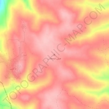 Topografische kaart Jabal Sim`an, hoogte, reliëf