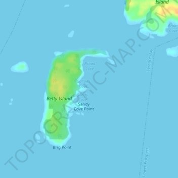 Topografische kaart Nelsons Point, hoogte, reliëf