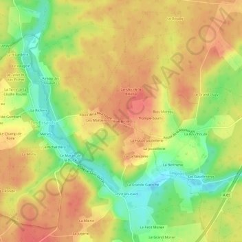 Topografische kaart Bois Brûlé, hoogte, reliëf