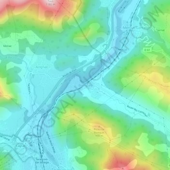 Topografische kaart Bompas, hoogte, reliëf