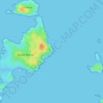 Topografische kaart Faro di Punta Filetto, hoogte, reliëf
