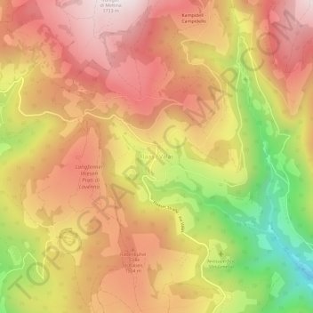 Topografische kaart Valas, hoogte, reliëf