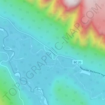 Topografische kaart Stuie, hoogte, reliëf