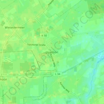 Topografische kaart Upschört, hoogte, reliëf