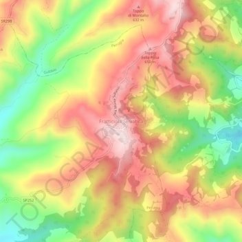 Topografische kaart Fratticiola Selvatica, hoogte, reliëf